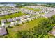 Aerial shot of a neighborhood featuring single-story homes with manicured lawns at 8128 Penrose Pl, Wildwood, FL 34785