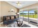 Cozy sitting area with sliding doors to a patio and a peaceful view of the lake at 1032 Ventura Dr, Lady Lake, FL 32159