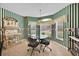 Cozy breakfast nook area with a glass table, chairs, and striped wallpaper at 1401 Madrigal Ln, Lady Lake, FL 32159