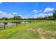 Lush backyard featuring a serene pond with lily pads, complemented by expansive green space at 14325 Manchester Ave, Groveland, FL 34736