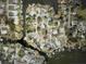 Aerial view showcasing property location on lakefront community with lush landscaping at 219 Magnolia Cir, Eustis, FL 32726
