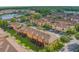 A lovely aerial view of a residential area, featuring townhomes with green spaces and landscaping at 2717 Bushman Dr, Kissimmee, FL 34746