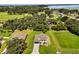 Aerial view of a new home surrounded by lush landscaping and a nearby lake at 321 Watershore Dr, Leesburg, FL 34748