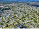 Expansive aerial view showcasing a well-organized neighborhood with tree-lined streets and meticulously maintained homes at 601 Jason Dr, The Villages, FL 32159