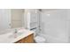 Bathroom featuring a tub with shower, toilet, sink, and a wood vanity at 6640 Sw 85Th Pl, Ocala, FL 34476