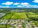 Aerial view of the home showcasing its location near a community green space, trees, and neighborhood at 804 Santa Rita Way, Lady Lake, FL 32159