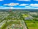 Wide aerial shot of the neighborhood, pointing out the location of Spanish Springs Square at 804 Santa Rita Way, Lady Lake, FL 32159