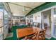 Enclosed lanai with ceiling fan, multiple windows, and a spacious table and chairs at 10 Cocos Plumosa Dr, Eustis, FL 32726