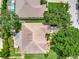 Aerial view of a home highlighting the backyard pool, patio, landscaping, and roof at 233 Largovista Dr, Oakland, FL 34787