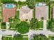 Residential neighborhood featuring well-maintained homes with private pools and green lawns at 233 Largovista Dr, Oakland, FL 34787