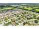Aerial shot of a residential neighborhood with green lawns and various house styles at 2746 Edwards Ln, The Villages, FL 32162