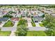 An aerial view of a cozy neighborhood showcasing lush lawns and varied home designs at 2746 Edwards Ln, The Villages, FL 32162