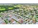 A vast aerial perspective of the neighborhood, displaying manicured lawns and tree-lined streets at 2746 Edwards Ln, The Villages, FL 32162