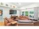 Comfortable living room with leather furniture and large window for natural light at 4401 Abaco Dr, Tavares, FL 32778