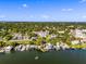 Scenic aerial view of waterfront homes, condo building, and a tranquil lake under a clear blue sky with scattered clouds at 601 N Mcdonald St # 2, Mount Dora, FL 32757