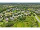 Aerial view of a residential area boasting mature trees, verdant lawns, and well-maintained homes at 6048 Tremayne Dr, Mount Dora, FL 32757