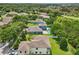An aerial view of a home with a private backyard pool and well-maintained lawn in a lush community at 6048 Tremayne Dr, Mount Dora, FL 32757
