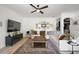 Inviting living room featuring a white sofa, decorative pillows, and a stylish coffee table at 621 Lost Grove Cir, Winter Garden, FL 34787