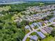 An aerial view showcasing a lovely home nestled among green trees in a well-planned community at 627 Timbercrest Dr, Leesburg, FL 34748