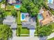 Overhead view of the home with pool and well manicured lawn in a tree filled neighborhood at 6829 Bittersweet Ln, Orlando, FL 32819