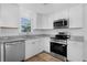 Updated kitchen with white cabinets, stainless steel appliances, and a window at 1421 E Schwartz Blvd, The Villages, FL 32159
