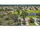 Aerial view of a serene community featuring homes and a tranquil lake at 3393 Woodridge Dr, The Villages, FL 32162