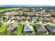 Wide aerial shot of a tranquil neighborhood with lush landscaping and well-maintained homes at 3601 Mount Hope Loop, Leesburg, FL 34748