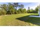 Large backyard featuring a green lawn bordered by mature trees at 11 Locust Terrace Way, Ocala, FL 34472