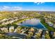 Aerial view of property shows location on a waterfront lot with manicured landscaping at 2251 Oakington St, Winter Garden, FL 34787