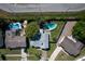 Overhead shot of residences with pools and landscaping in a community at 8400 Mattituck Cir, Orlando, FL 32829