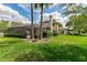 Backyard view of a home with a screened-in patio, offering outdoor enjoyment and privacy at 1882 Royal Lytham Ct, Port Orange, FL 32128