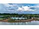 Aerial view of a lakeside community pool, with a walking path surrounding it at 5237 Nw 48Th Pl, Ocala, FL 34482