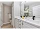Bathroom featuring a double vanity, modern fixtures and a large mirror at 716 Golfview St, Orlando, FL 32804