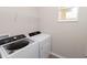 Bright laundry room features modern washer and dryer and a convenient wire shelf for storage at 8925 Sw 76Th St, Ocala, FL 34481