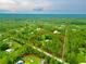 Overhead view of acreage with a red outline showcasing the property in a verdant and private setting at 3682 Jack Pine Ln, Ormond Beach, FL 32174