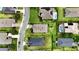 Overhead view of a residential area featuring neatly arranged homes with landscaped yards and neighborhood streets at 3940 Se 5Th Ave, Ocala, FL 34480