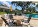 Enjoy the pool view with table and chairs for poolside relaxation and outdoor entertaining at 711 Springer Dr # 2, Lake Wales, FL 33853