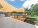 Backyard with above-ground pool, wooden deck, and shade sails at 3123 Mar Lisa Cove Rd, Lake Wales, FL 33898