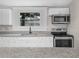 Updated kitchen featuring granite countertops, modern appliances, and white cabinets at 111 D St, Frostproof, FL 33843