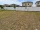 A spacious, fenced backyard featuring young trees planted along the perimeter at 2655 Swooping Sparrow Dr, Harmony, FL 34773