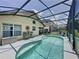 Relaxing screened-in pool area, complete with chairs, table, and a view of the outdoors at 2692 Hemingway Ave, Haines City, FL 33844