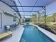 Relaxing screened-in pool with outdoor seating offers a serene escape with views of the manicured backyard at 2696 Hemingway Ave, Haines City, FL 33844