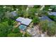 Aerial view of a property with fenced backyard, swimming pool, and lush trees at 882 Redwood Way, Lake Wales, FL 33898