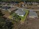 An aerial shot displaying the home's backyard, nearby houses, and its position in the community at 4502 Fairway Oaks Dr, Mulberry, FL 33860