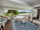 Relaxing screened porch offering comfortable white wicker seating and lovely views of the lake at 1144 Waterfall Ln # 26, Lakeland, FL 33803