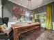 Elegant dining room featuring a large wooden table, industrial light fixtures, and unique wall decor at 1096 Drew St, Lakeland, FL 33810