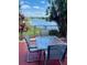 Outdoor patio space with table and chairs, perfect for enjoying scenic waterfront views at 1920 E Edgewood Dr # G5, Lakeland, FL 33803
