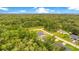 An aerial view showing this charming home nestled among lush trees and greenery at 1896 12Th St, Orange City, FL 32763