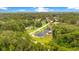 Aerial view showcasing a well-situated home bordered by lush, mature trees and neighboring properties at 1896 12Th St, Orange City, FL 32763