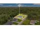 Aerial view highlights property lines and positioning within a lush, green area, showcasing its attractive location at 1896 12Th St, Orange City, FL 32763